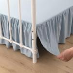 Queen Size Ruffled Bed Skirt in Grayish Blue