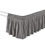 Ruched Ruffle Elastic Bed Skirt in Dark Gray