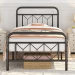 Twin Size Metal Bed Frame with Diamond Headboard