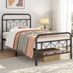 Twin Size Metal Bed Frame with Diamond Headboard