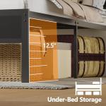 Full Size Bed Frame with LED Lights and Storage