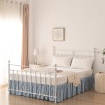 Queen Size Ruffled Bed Skirt in Grayish Blue