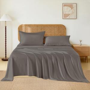 Luxury Charcoal Silk Bed Sheets Set - 4pcs