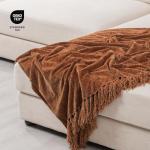Cozy Chenille Throw Blanket with Fringe Tassels