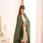 Olive Green Checkered Knit Throw Blanket, 60"x80