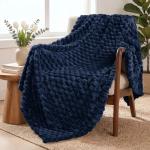 Extra Large Navy Fleece Throw Blanket for Couch