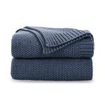 Dusty Blue Cable Knit Throw Blanket 50"x60