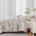 Botanical Queen Quilt Set - Khaki Floral Design