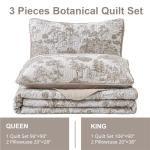 Botanical Queen Quilt Set - Khaki Floral Design