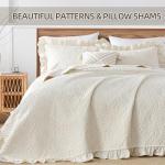 Beige Ruffled Queen Quilt Bedding Set - 3 Pieces