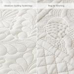 Beige Ruffled Queen Quilt Bedding Set - 3 Pieces