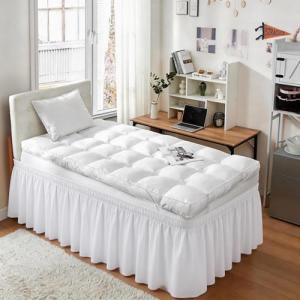 RIMELA Twin XL White Bed Skirt with Elastic