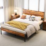 Rust Brown Bed Frame with Headboard, 800LBS Support