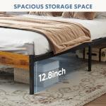 Rust Brown Bed Frame with Headboard, 800LBS Support