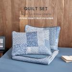 Rustic Blue Patchwork Quilt Set - 3 Pieces
