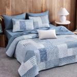Rustic Blue Patchwork Quilt Set - 3 Pieces