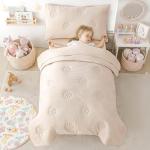 DreLunis Beige Floral Toddler Bedding Set
