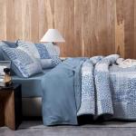Rustic Blue Patchwork Quilt Set - 3 Pieces