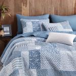 Rustic Blue Patchwork Quilt Set - 3 Pieces