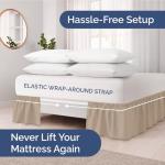 Wrap Around Dust Ruffle Bed Skirt - Cream - for King Size Beds with 15 Inch Drop - Easy Fit Elastic Strap - Adjustable Pleated Bedskirt w/Brushed Fabric - Wrinkle Free - for Women, Men, Kids & Teens