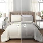 EMME King Comforter Set - 7-Piece Bed in a Bag for All Seaon, Ultra Soft Bedding Set with Comforter, Flat Sheet, Fitted Sheet, Pillowcase, Pillow Sham (Reversible-Grey & White, King/Cal. King)