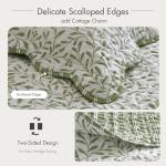 Madison Park 3-Piece Reversible Quilt Set, Botanical Print & Scalloped Edge, Lightweight Summer Bedding, Queen, Market Green