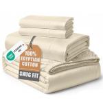 100% Egyptian Cotton Queen Size Bed Sheet set - Naturally Breathable & Durable Winter Comfort Queen Bed Sheets Set, Ultra-Soft Hotel Luxury Comfort with 15" Deep Pocket, Silky Sateen Weave - Ivory