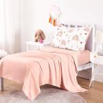 Wake In Cloud - Toddler Bedding Set for Girls, Dreamy Cute Rainbow Heart, 4 Pieces Soft Crib Bed Set Including Comforter, Sheets and Pillowcase, White Pink