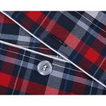 Vulcanodon Mens Cotton Pajama Set Short Sleeve, Button Down Pajama Set for Men Lightweight Men's Sleepwear(Red-Blue Plaid,L)