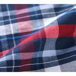 Vulcanodon Mens Cotton Pajama Set Short Sleeve, Button Down Pajama Set for Men Lightweight Men's Sleepwear(Red-Blue Plaid,L)