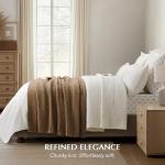 EVERGRACEHOME Chunky Chenille Knit Throw Blanket for Couch, Soft Luxurious Moss Stitch Blankets for Bed, Cozy Decorative Farmhouse Knitted Throws for Sofa, Camel Brown, 50" x 60"