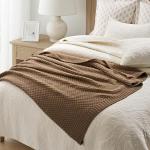 EVERGRACEHOME Chunky Chenille Knit Throw Blanket for Couch, Soft Luxurious Moss Stitch Blankets for Bed, Cozy Decorative Farmhouse Knitted Throws for Sofa, Camel Brown, 50" x 60"