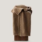 EVERGRACEHOME Chunky Chenille Knit Throw Blanket for Couch, Soft Luxurious Moss Stitch Blankets for Bed, Cozy Decorative Farmhouse Knitted Throws for Sofa, Camel Brown, 50" x 60"