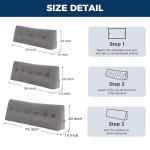 IASEAHK Headboard Pillow Queen, Triangle Pillows for Headboard, Head Board Backrest Wedge Pillow for Reading Sitting Working, Daybed Pillows with Removable Cover for Bed Dorm Sofa, Dark Grey