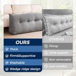 IASEAHK Headboard Pillow Queen, Triangle Pillows for Headboard, Head Board Backrest Wedge Pillow for Reading Sitting Working, Daybed Pillows with Removable Cover for Bed Dorm Sofa, Dark Grey