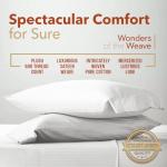 TEXAS LINEN CO. Luxury Egyptian Cotton Queen Stripe Sheet Set, 600 Thread Count Extra Long Staple 4 PC Set, Queen White Damask Sheets, Soft, Cooling Sateen Weave Sheets Upto 18 in Deep Pocket