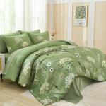 Yiran 7 Piece Sage Green Floral Comforter Set Queen Size, Dandelion Plant Botanical Comforter Bedding Set, Bed in a Bag Queen, Soft Microfiber Complete Bedding Set with Sheets for All Season