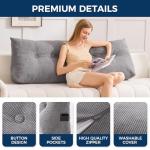 IASEAHK Headboard Pillow Queen, Triangle Pillows for Headboard, Head Board Backrest Wedge Pillow for Reading Sitting Working, Daybed Pillows with Removable Cover for Bed Dorm Sofa, Dark Grey