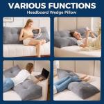 IASEAHK Headboard Pillow Queen, Triangle Pillows for Headboard, Head Board Backrest Wedge Pillow for Reading Sitting Working, Daybed Pillows with Removable Cover for Bed Dorm Sofa, Dark Grey