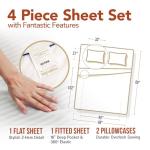 TEXAS LINEN CO. Luxury Egyptian Cotton Queen Stripe Sheet Set, 600 Thread Count Extra Long Staple 4 PC Set, Queen White Damask Sheets, Soft, Cooling Sateen Weave Sheets Upto 18 in Deep Pocket