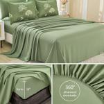 Yiran 7 Piece Sage Green Floral Comforter Set Queen Size, Dandelion Plant Botanical Comforter Bedding Set, Bed in a Bag Queen, Soft Microfiber Complete Bedding Set with Sheets for All Season