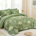 Yiran 7 Piece Sage Green Floral Comforter Set Queen Size, Dandelion Plant Botanical Comforter Bedding Set, Bed in a Bag Queen, Soft Microfiber Complete Bedding Set with Sheets for All Season