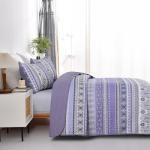 Goodidea Lilac Boho Quilt Set Queen Size, 3 Piece Light Purple Bohemian Striped Bedspread Coverlet Set with 2 Pillow Cases Lightweight Soft Microfiber Bedding Set for All Seasons (96"x90")
