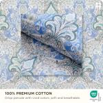 Bedsure Duvet Cover Queen Size - 100% Cotton Reversible Classic Paisley Damask Pattern Duvet Cover Set, 3 Pieces Soft & Breathable PureWoven Bedding Set with 2 Pillow Shams (Blue Paisley 104"x90")