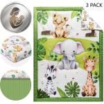 FIGEPO Baby Crib Bedding Set Safari Neutral Crib Nursery Comforter Bed Sets Decor with Fitted Crib Sheet, Comforter and Bed Skirt for Unisex Boys Girls (Safari)