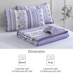 Goodidea Lilac Boho Quilt Set Queen Size, 3 Piece Light Purple Bohemian Striped Bedspread Coverlet Set with 2 Pillow Cases Lightweight Soft Microfiber Bedding Set for All Seasons (96"x90")