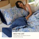 Bedsure Duvet Cover Queen Size - 100% Cotton Reversible Classic Paisley Damask Pattern Duvet Cover Set, 3 Pieces Soft & Breathable PureWoven Bedding Set with 2 Pillow Shams (Blue Paisley 104"x90")