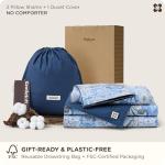 Bedsure Duvet Cover Queen Size - 100% Cotton Reversible Classic Paisley Damask Pattern Duvet Cover Set, 3 Pieces Soft & Breathable PureWoven Bedding Set with 2 Pillow Shams (Blue Paisley 104"x90")