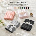 BEDELITE Satin Sheets Queen Size, Luxury Jacquard Striped Dark Grey Bedsheets with Elastic Corner Straps, Similar to Silk Sheets Set 4 PC with 1 Deep Pocket Fitted Sheet, 1 Flat Sheet, & 2 Pillowcases