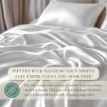 CASILVA Eucalyptus Sheets - Infused with Silver for Anti-Odor, Softer Than Silk Fibers, More Cooling Than Cotton - Perfect for Hot Sleepers & Sensitive Skin - 100% Tencel Lyocell - King Sheet Set